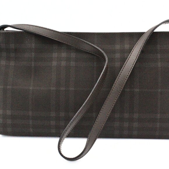 Authentic Burberry London NWT Gray Charcoal Leather Canvas Shoulder Bag - Picture 3 of 16